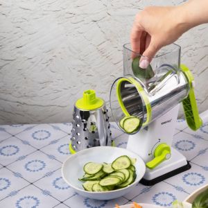 Ръчно ренде с 3 сменяеми приставки Kinghoff KH 1960, Неръждаема стомана, Бял/Зелен