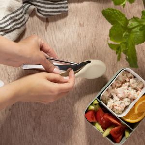 Комплект 3 бр прибори за хранене Kinghoff KH 1954, Силиконов калъф за съхранение, Неръждаема стомана, Сребрист