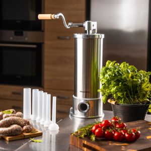 Машина за пълнене на колбаси Klausberg KB 7927, 5 Кг, Ръчна, 14-35мм, 6 фунии, Инокс