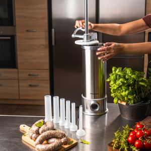 Машина за пълнене на колбаси Klausberg KB 7927, 5 Кг, Ръчна, 14-35мм, 6 фунии, Инокс