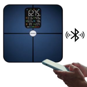 Дигитален кантар Klausberg KB 7940, 180 Kg, BIA, LCD, Bluetooth, 12 показателя, Закалено стъкло, Тъмносин