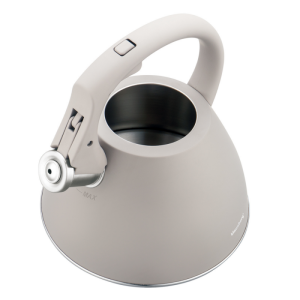 Свирещ чайник Klausberg KB 7953, 2.5 л, Неръждаема стомана, Топлоизолирана дръжка, Индукция, Бежов