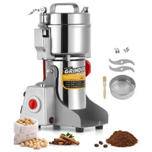 Електрическа мелница за зърно и подправки Royalty Line RL-FG21803, 2000W, 800 гр, 36000 об/мин, Таймер, Инокс