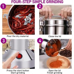 Електрическа мелница за зърно и подправки Royalty Line RL-FG21801, 850W, 150 гр, 28000 об/мин, Таймер, Инокс