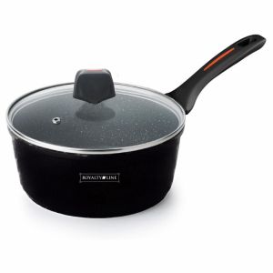 Касерола с капак Royalty Line RL-FSN20, 20 см, 2.1 л, Гранитно покритие, Индукция, Черен
