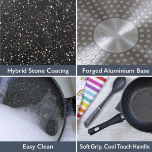 Касерола с капак Royalty Line RL-FSN20, 20 см, 2.1 л, Гранитно покритие, Индукция, Черен