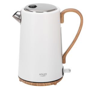 Електрическа кана Adler AD 1352, 2200W, 1.7 л, STRIX, Въртяща се основа, Автоматично изключване, Бял