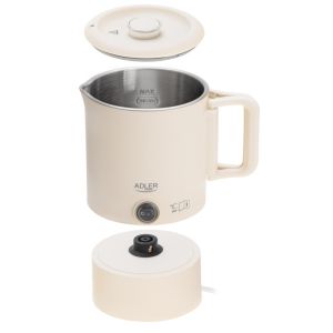Електрическа кана за туризъм Adler AD 1388b, 650W, 0.8 л, Сваляем капак, Въртяща се основа, Бежов