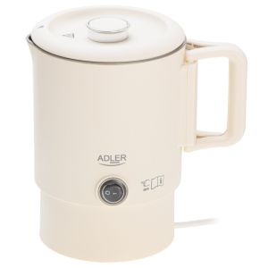Електрическа кана за туризъм Adler AD 1388b, 650W, 0.8 л, Сваляем капак, Въртяща се основа, Бежов