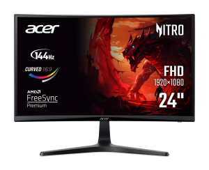 Монитор ACER Nitro ED240QP0bi, 23.6" VA Curved 1500R, FullHD (1920x1080) 144Hz, 16:9, 1ms, 250cd/m2, 3000:1, AMD FreeSync, HDMI, VGA, Black - UM.UE0EE.004