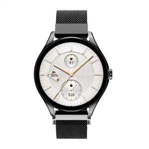 Часовник HiFuture Aura2 Black, 1.32" AMOLED, Powered by Dual Core, Metallic Frame, Bluetooth Call, 3D User Interface, 1ATM Waterproof, 24/7 True Heart Rate & Blood Oxygen Sensor, 100+ Sports Mode, Up to 7 days daily use, Extra Silicone Strap inbox