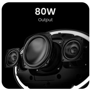 Тонколони HiFuture ORBIT Black, 80W Output (Max.power), Built-in Powerful DSP with DynaBoost Technology, Pair to Stereo Sound System (TWS Mode), Wireless 5.4, Orbit Lighting, Aluminum Elegance, Up to 8 Hours Playtime, Support Extension Media Player, Conne