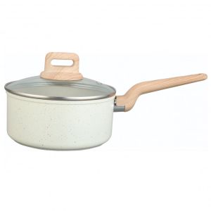 Касерола с капак Voltz Nice OV54421E18, 18x8.5 см, 2.1 л, Мраморно покритие, Индукция, Кремав меланж