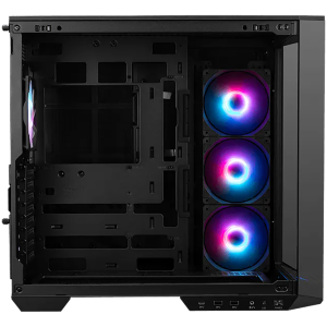 MSI MAG PANO 100R PZ, Mid-Tower, ATX/M-ATX/ITX, 2x USB 3.2, 1x USB Type-C 20Gbps, 1x Audio/Mic, LED Button, 3x 120mm Reverse Blade ARGB + 1x 120mm ARGB Fans, ARGB Fan Hub, Mesh Panel, Tempered Glass, Black
