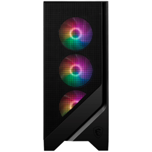 MSI MAG FORGE 120A AIRFLOW, Mid-Tower, ATX/M-ATX/ITX, 2x USB 3.2 Gen 1 Type-A, 1x Audio/1x Mic, LED On/Off Button, ARGB Hub, 6x 120mm ARGB Fans, Mesh Panel, 4mm Tempered Glass