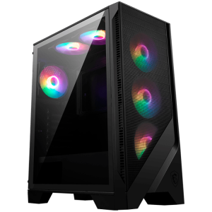 MSI MAG FORGE 120A AIRFLOW, Mid-Tower, ATX/M-ATX/ITX, 2x USB 3.2 Gen 1 Type-A, 1x Audio/1x Mic, LED On/Off Button, ARGB Hub, 6x 120mm ARGB Fans, Mesh Panel, 4mm Tempered Glass