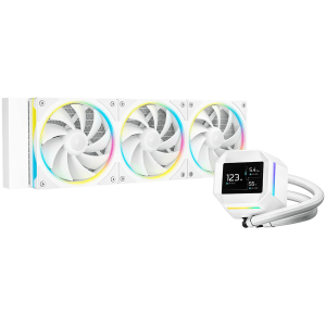 DeepCool LM360 WH, 360mm CPU Liquid Cooler, 2.4" LCD screen, 3x120mm FL12 SE ARGB PWM Fans, Fluid Dynamic Bearing, White, Intel LGA1851/1700/1200/1151/1150/1155, AMD AM5/AM4, R-LM360-WHDMMC-1, 3Y