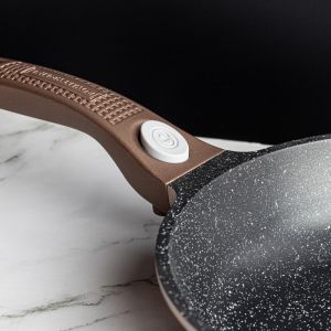 Комплект тенджери и тиган Royalty Line RL-ES2014M, 17 части, Мраморно покритие, Индукция, Меден цвят