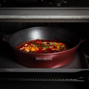 Комплект тенджери и тиган Royalty Line RL-ES2014M, 17 части, Мраморно покритие, Индукция, Бордо