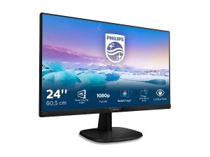 Монитор PHILIPS 243V7QJABF/00 V Line, 23.8" IPS, FullHD (1920x1080) 75Hz, 16:9, 4ms, 250cd/m², 1000:1, Speaker 2x2W, VGA, HDMI, DisplayPort, Black