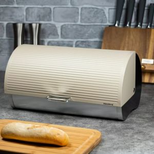 Кутия за хляб Klausberg KB 7271, 39 см, Без отпечатъци, Метална, Бежов/сребрист