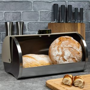 Кутия за хляб Klausberg KB 7271, 39 см, Без отпечатъци, Метална, Бежов/сребрист