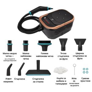 Парочистачка Oliver Voltz OV51002B, 1500W, 4 бара, 1.25 л, 6 степени, Дезинфекция, Аксесоари, Черен/Розово Злато