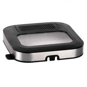 Фритюрник Elite EDF-1103, 1200W, 2.5 л, 190C, Капак с прозорец за наблюдение, Филтър против миризми, Дигитален контрол, Черен/инокс