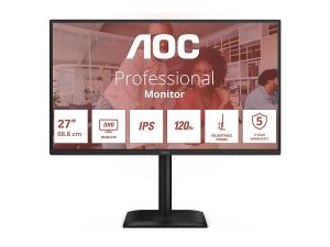 Монитор AOC Q27E4U, 27" IPS, QHD (2560x1440) 120Hz, 16:9, 4ms, 350cd/2, 1500:1, Adaptive Sync, Speaker 2x2W, HDMI, DP, USB Hub, Black