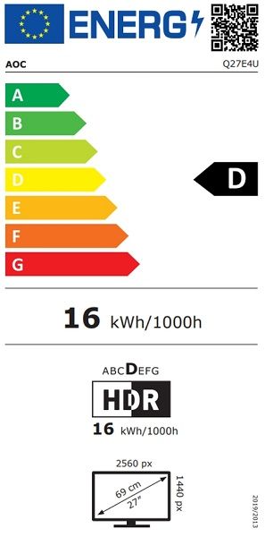 Монитор AOC Q27E4U, 27" IPS, QHD (2560x1440) 120Hz, 16:9, 4ms, 350cd/2, 1500:1, Adaptive Sync, Speaker 2x2W, HDMI, DP, USB Hub, Black