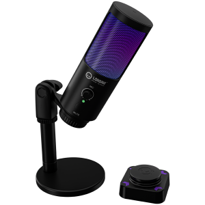 LORGAR SMP40, RGB Microphone with external mute button and metal stand, Black