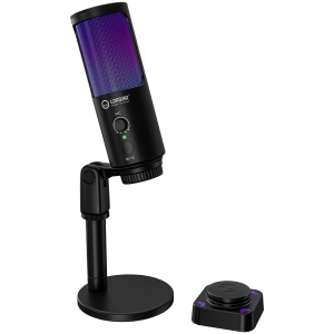 LORGAR SMP40, RGB Microphone with external mute button and metal stand, Black