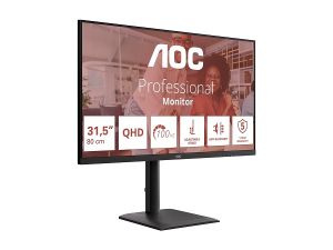 Монитор AOC Q32E4U, 31.5" IPS, QHD (2560x1440) 100Hz, 16:9, 4ms, 350 cd/m², 1000:1, Adaptive Sync, Speaker 2x3W, 2xHDMI, DP, 4 x USB3.2, Black