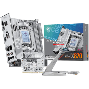 MSI MPG X870I EDGE TI EVO WIFI, mITX, Socket AM5, Dual Channel DDR5 10000+MHz (OC), 1x PCIe x16 slot, 3x M.2 slot, 1x HDMI, 5x USB 3.2 Gen 2, 1x USB 3.2 Gen 2 Type C, 2x USB 40Gbps Type C, Expansion Card, 7.1 HD Audio, 5Gbps LAN, WIFI 7, BT, 3Y