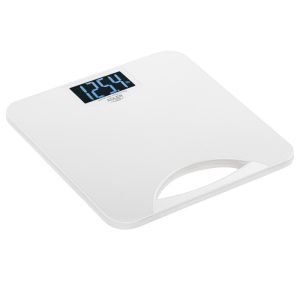 Кантар Adler AD 8193, До 250 кг, LCD, Индикатори за батерия и претоварване, Неплъзгащ се, Бял