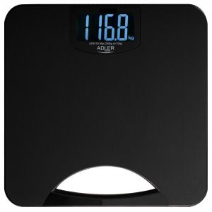 Кантар Adler AD 8193, До 250 кг, LCD, Индикатори за батерия и претоварване, Неплъзгащ се, Черен