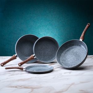 Тиган с капак Oliver Voltz Siena OV51319J22CD, 22 см, Дълбок, Мраморно покритие, Индукция, Сив