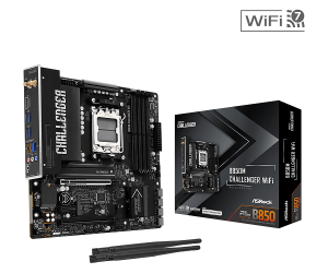 ASROCK MB B850M Challenger WiFi, AM5, 4x DDR5, 1x PCIe 5.0 x16, 1x PCIe 4.0x1, 1x PCIe 4.0x16, 1x Blazing M.2, 1x Hyper M.2, 4x SATA3, RAID 0, 1, 10, 7.1 CH HD Audio, 1x HDMI, 9x USB 3.2, 5x USB 2.0, 1x USB-C, 2.5G LAN, 2x Wi-Fi 7, BT, 1x HDMI, mATX