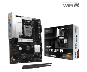 ASROCK MB Desktop B850 Rock WiFi 7, AM5, 4x DDR5, 1x PCIe 5.0 x16, 1x PCIe 4.0 x16, 1x Blazing M.2, 1x Hyper M.2, 4x SATA3, RAID 0, 1, 10, 7.1 CH HD Audio, 1x HDMI, 8x USB 3.2, 8x USB 2.0, 2x USB-C, 2.5G LAN, 2x Wi-Fi 7, BT, 1x HDMI, 1x SPDIF, ATX