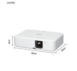 Мултимедиен проектор Epson CO-FH02, Full HD 1080p (1920 x 1080, 16:9), 3000 ANSI lumens, 16 000:1, USB 2.0, HDMI, Android TV, Lamp warr: 24 months, White + Sunne Universal Ceiling Projector Bracket, max. 20kg, extension