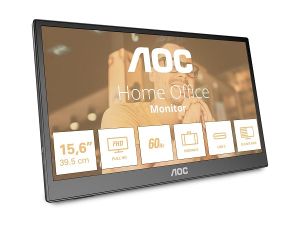 Монитор AOC 16T3EA Portable, 15.6" IPS, FullHD (1920x1080) 60Hz, 16:9, 4ms, 250cd/m2, 700:1, USB-C, Black
