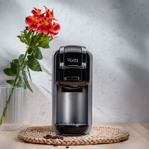 Еспресо машина за мляно кафе и капсули 8в1 Oliver Voltz OV51171J8R, 1450W, 0.6 л, 5 адаптера, 19 bar, Черен/Сребрист