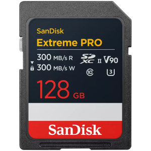 SANDISK Extreme PRO 128GB SDXC Memory Card, 300MB/s Read & Write speeds, 8K, V90, UHS-II