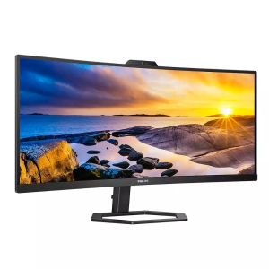 Монитор Philips 34E1C5600HE, 34" Curved 1500R VA WLED, 3440x1440@100Hz, 4ms GtG, 1ms MPRT, 300cd m/2, 3000:1, Mega Infinity DCR, Adaptive Sync, FlickerFree, Low Blue Light, 5Wx2, 5mp FHD Cam, Tilt, Height Adjust, HDMI, DP, USB hub