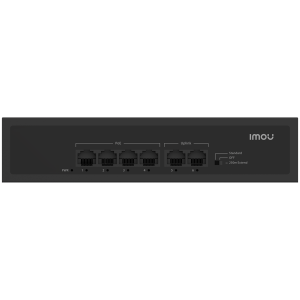 Imou 6-port 100M unmanaged PoE Switch, 4x PoE 10/100, 2x uplink 10/100, 45W total power, up to 250m PoE, 4KV lighting Protection, 802.3af/at,