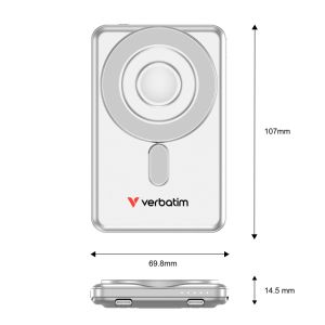 Външна батерия Verbatim Charge 'n' Go 2C Power Bank Magnetic Wireless 5000mAh with 2 USB-C Cables & Stand Silver