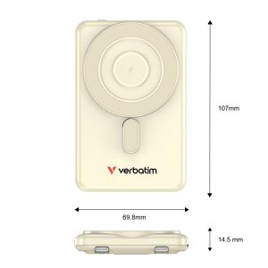 Външна батерия Verbatim Charge 'n' Go 2C Power Bank Magnetic Wireless 5000mAh with 2 USB-C Cables & Stand Gold