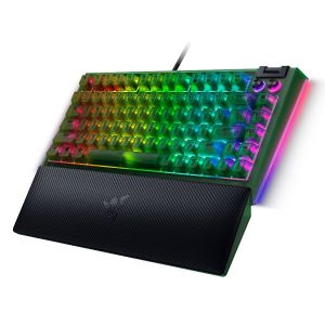 Razer BlackWidow V4 75% Phantom Green Edition, US Layout, Razer Chroma RGB, Hot-swappable Design, Detachable Type C Cable, PCB & Case sound dampening foam, Up to 8,000 Hz polling rate, Doubleshot ABS Keycaps, Magnetic Plush Leatherette