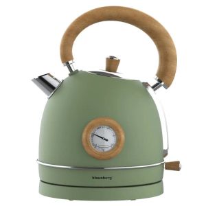 Електрическа кана-чайник Klausberg KB 9008, 2200W, 1.8 л, 360° основа, Индикатор ниво вода, Термометър, Зелен
