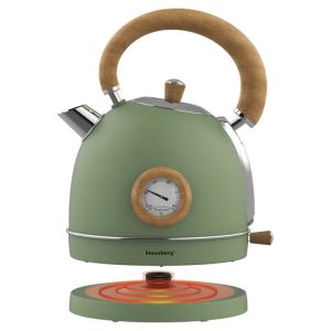 Електрическа кана-чайник Klausberg KB 9008, 2200W, 1.8 л, 360° основа, Индикатор ниво вода, Термометър, Зелен